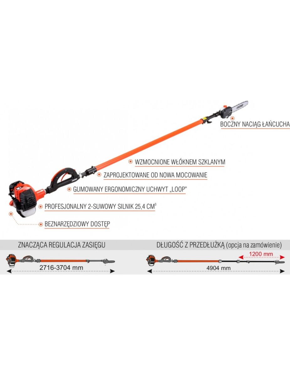 Pilarka łańcuchowa piła spalinowa przycinarka do drewna na wysięgniku okrzesywarka oficjalny dystrybutor ECHO PPT 2620ES